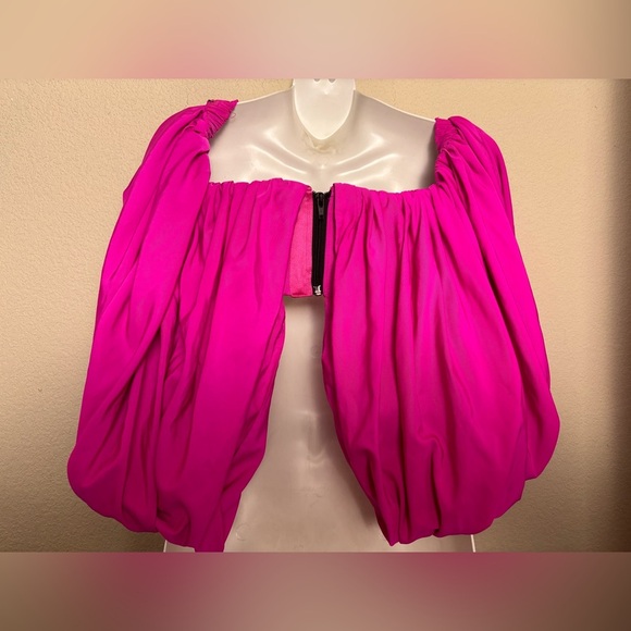 Acler AUS Franklin Magenta Off the Shoulder Pleated Bubble Top AU Fashion Week 4 - Picture 7 of 14
